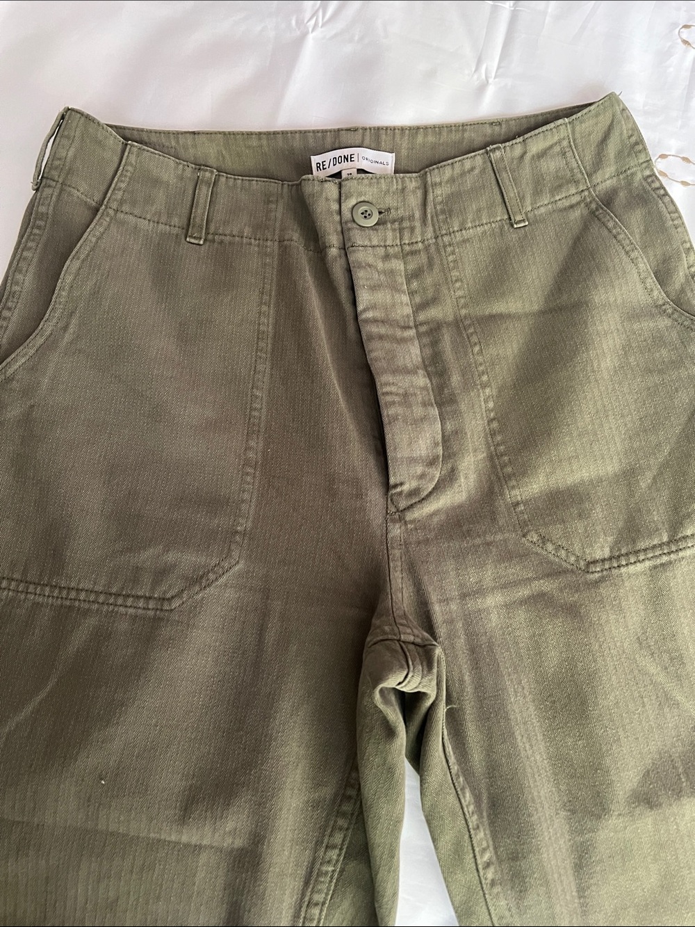 Re/Done Olive Utility Cargo Trousers